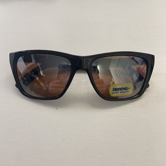 Classic  Mens Driving Sunglasses Black Plastic Frames Amber Lens USA Bonus Pair - Picture 7 of 13